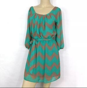 Lily Rose Chevron Dress 3/4 Sleeve Womens Small